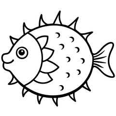 Single-Line Pufferfish Illustration in Vector
