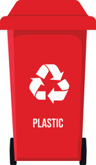 Plastic waste can with lid and ecology sign