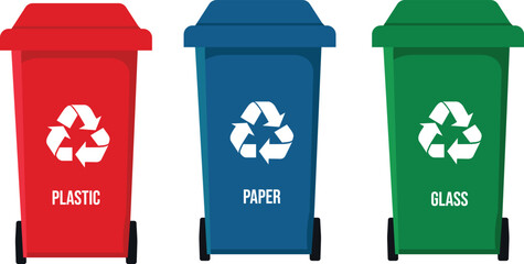 Waste set can with lid and ecology sign