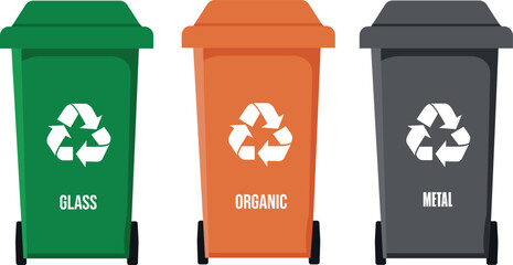 Waste set can with lid and ecology sign