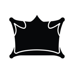 velvet pillow with crown stencil icon silhouette vector illustration