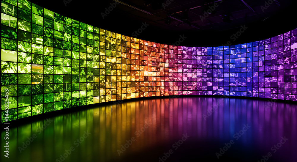 Poster abstract spectrum background with gradual color tiles and shiny surface