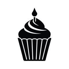 birthday cupcake icon silhouette vector illustration