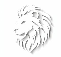 Fototapeta premium The paper cut style blends bold shapes and refined mane detailing, giving the lions a sleek, elegant presence in a flat yet dimensional format.