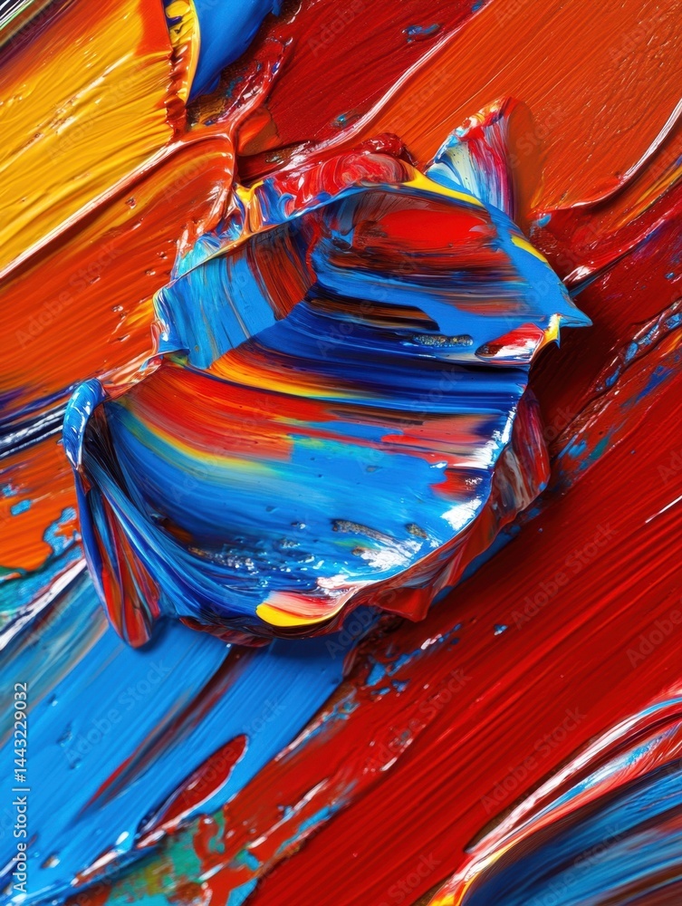 Poster vibrant oil paint texture with bold brush strokes creating a dynamic abstract art piece showcasing r