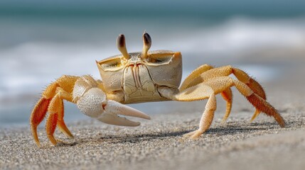 Ghost Crab Portrait on Sandy Beach