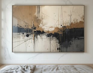 Modern abstract wall art with neutral tones.