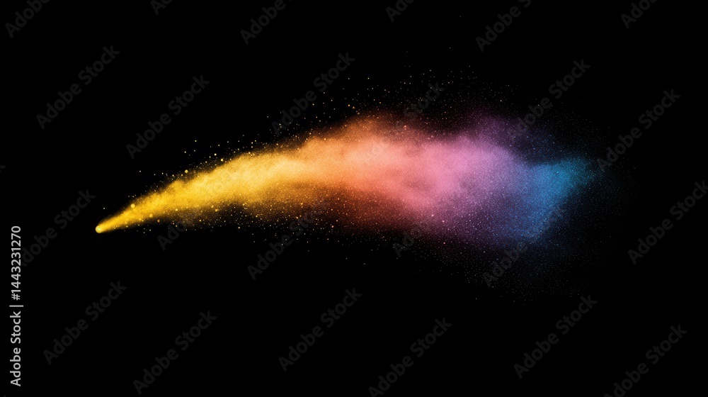 Aufkleber colorful powder explosion against black backdrop creating a dynamic abstract composition with vibran