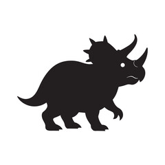 Triceratops charging forward in silhouette style