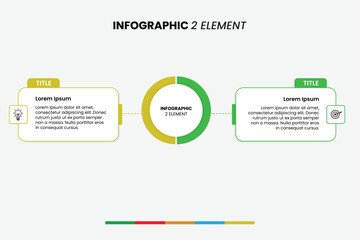 Modern two-element infographic with circular center and clean layout. Ideal for comparing data, processes, or concepts. Fully editable vector, perfect for business, marketing, and educational use