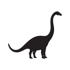 Silhouette of long necked brachiosaurus dinosaur