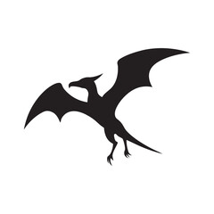 Flying pterodactyl in silhouette flight motion © MA