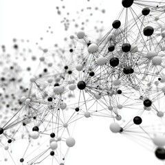 Abstract Grayscale Network of Interconnected Spheres