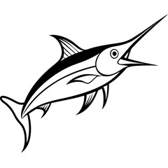 Sleek Marlin Line Art Vector