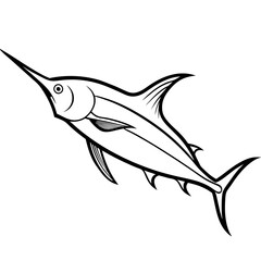 Sleek Marlin Line Art Vector