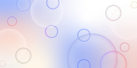 Colorful bubbles. Abstract, Colorful transparent pink, blue and soap bubbles floating in the air. Modern abstract light pink bubble background with circles. Banner pattern with copy space illustration