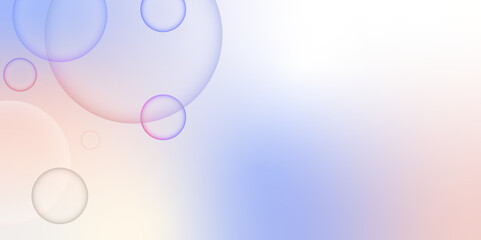 Colorful bubbles. Abstract, Colorful transparent pink, blue and soap bubbles floating in the air. Modern abstract light pink bubble background with circles. Banner pattern with copy space illustration