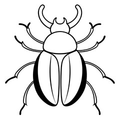 Simple Dung Beetle Line Art Illustration