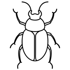 Simple Dung Beetle Line Art Illustration