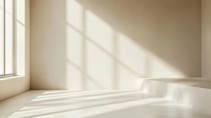 Fototapeta premium Sunlit Minimalist Room Interior.