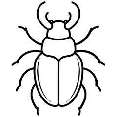 Simple Dung Beetle Line Art Illustration