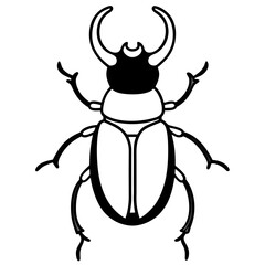 Simple Dung Beetle Line Art Illustration