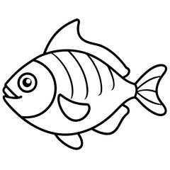 Sleek One Line Piranha Vector Illustration