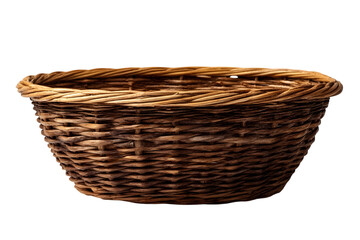 Obraz premium Empty circular wicker basket isolated on transparent background