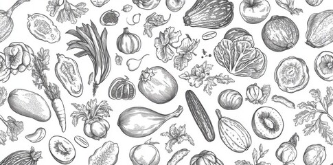 Vegetable sketch pattern.