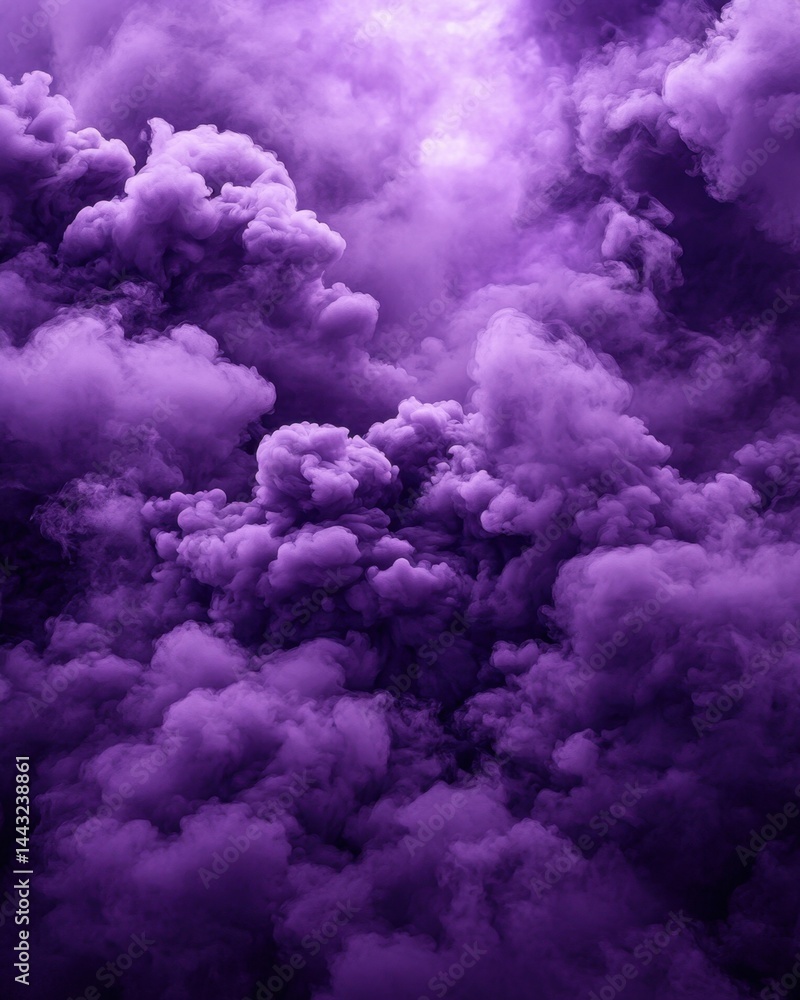 Poster ethereal purple smoke cloudscape abstract background creating a dreamy atmosphere with vibrant color