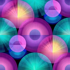 Abstract Colorful Circles Pattern Teal Pink Purple Geometric Design