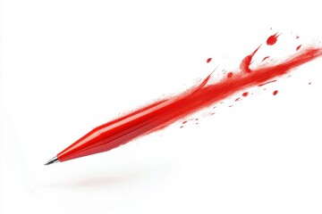 Red pen with creative ink splash on white background artistic expression writing tool concept idea generation creativity education and innovation bright modern style