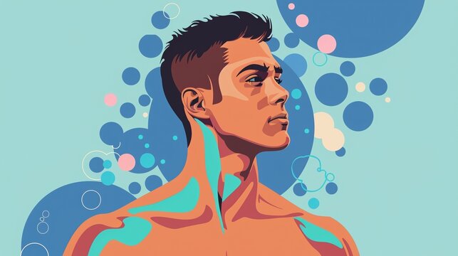 Low testosterone and hormone issues in men illustrated with symbolic design