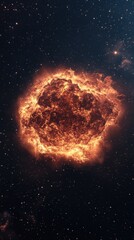 Obraz premium A vibrant, fiery explosion of a star in space, showcasing a dramatic cosmic event.