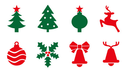 set of christmas xmas ornament decoration vector on tranparent background