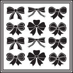 Elegant bow silhouette collection – black vector ribbon designs for digital crafts, gift wrapping, wedding decor, invitations, and graphic projects