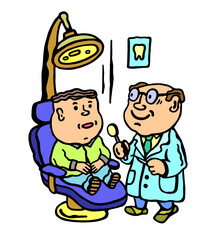 
Color vector illustration of a session at the dentist on a white isolated background