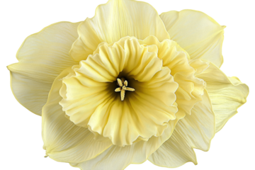 Delicate pale yellow daffodil blossom a symbol of spring s gentle arrival against a stark on transparent background