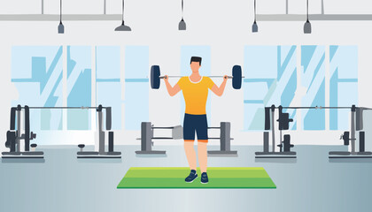 A men working out in gym