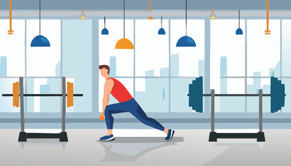 A men working out in gym