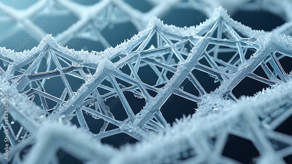 Poster frozen lattice structure abstract ice crystal background for science technology and winter concepts 