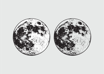 Full moon in engraving style