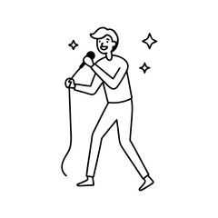 Single continuous line drawing of young happy male 