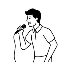 Single continuous line drawing of young happy male 