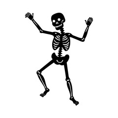 Skeleton doing a funny dance silhouette.