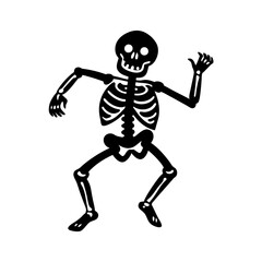 Skeleton doing a funny dance silhouette.