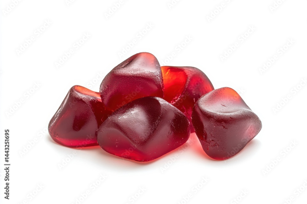 Aufkleber a close up of several pomegranate seeds clustered together on a stark white surface background view