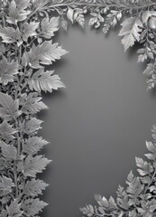 Intricate silver lace leaf border, shimmering, elegant foliage ,  nature,  festive,  delicate