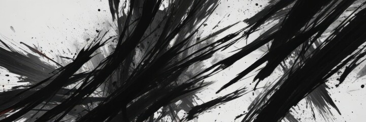 Rough ink strokes form abstract shapes, modern grunge style, sharp contrasts,  element,  contemporary,  effect
