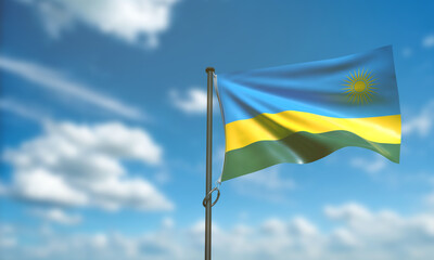 rwanda flag waving blue sky cloudy white background wallpaper surface texture rwanda cpuntry national africa 1 st first day date july month government politic democracy rwanda independence rwanda flag
